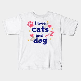 I love cat and dog Kids T-Shirt
